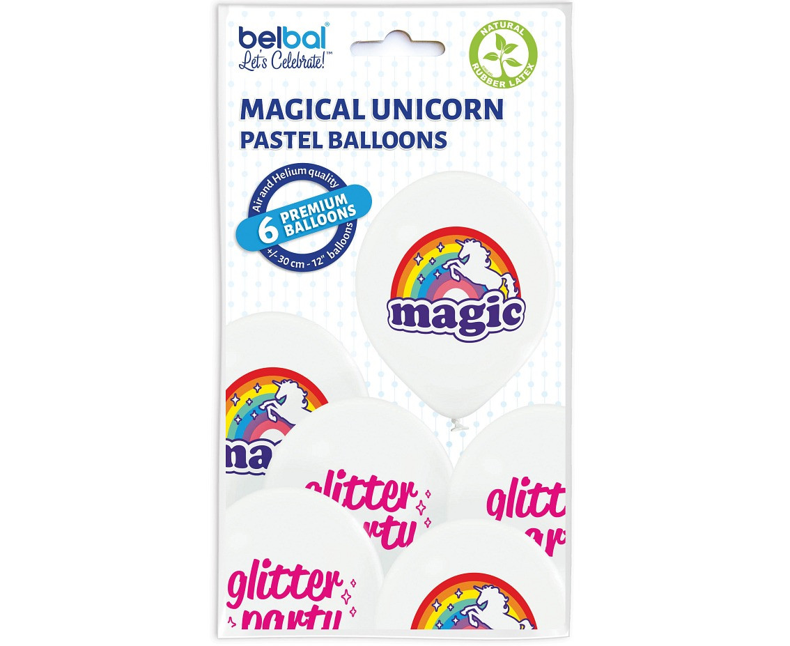 Balloons Belbal 12", D11, magic unicorn balloon, 6pcs