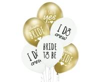 Balloons Belbal 12", D11, Bride to Be white and gold, 6pcs