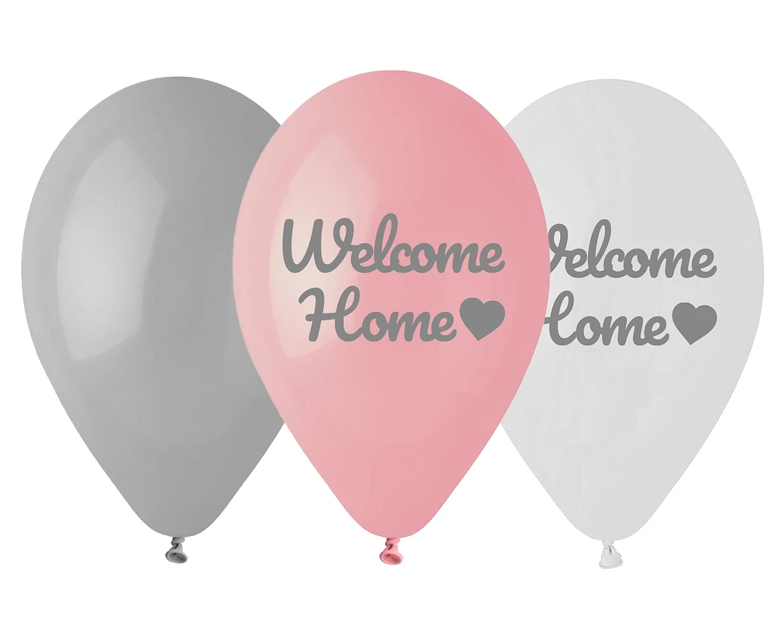 Balloons Gemar 12", pastel premium helium "Welcome Home", pink, 6pcs EOL