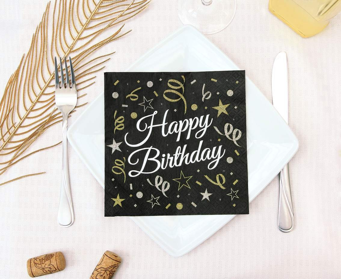 Paper napkins B&C Happy Birthday, 33 x 33 cm, 20 pcs.
