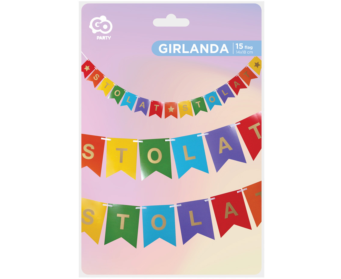 Paper flag banner Sto Lat Sto Lat, colourful, 14 x 18 cm