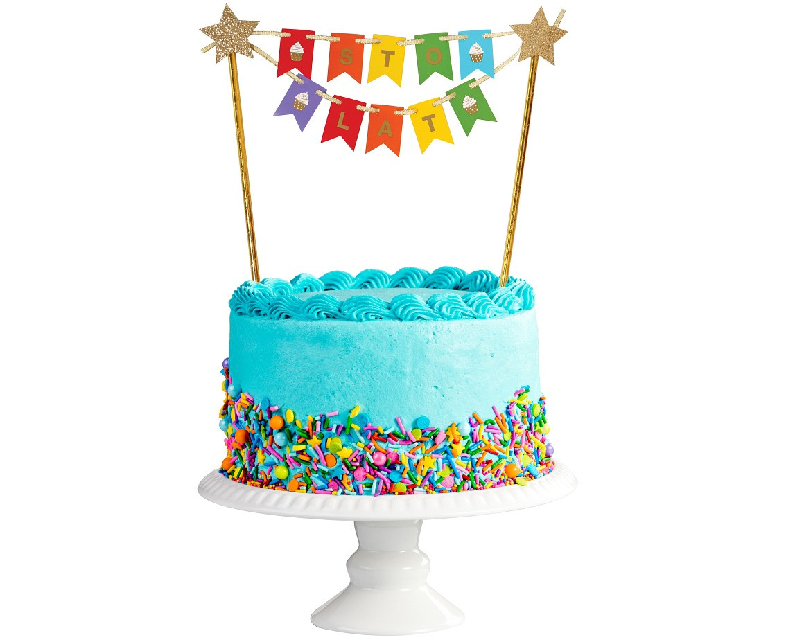 Cake topper Sto Lat, colourful