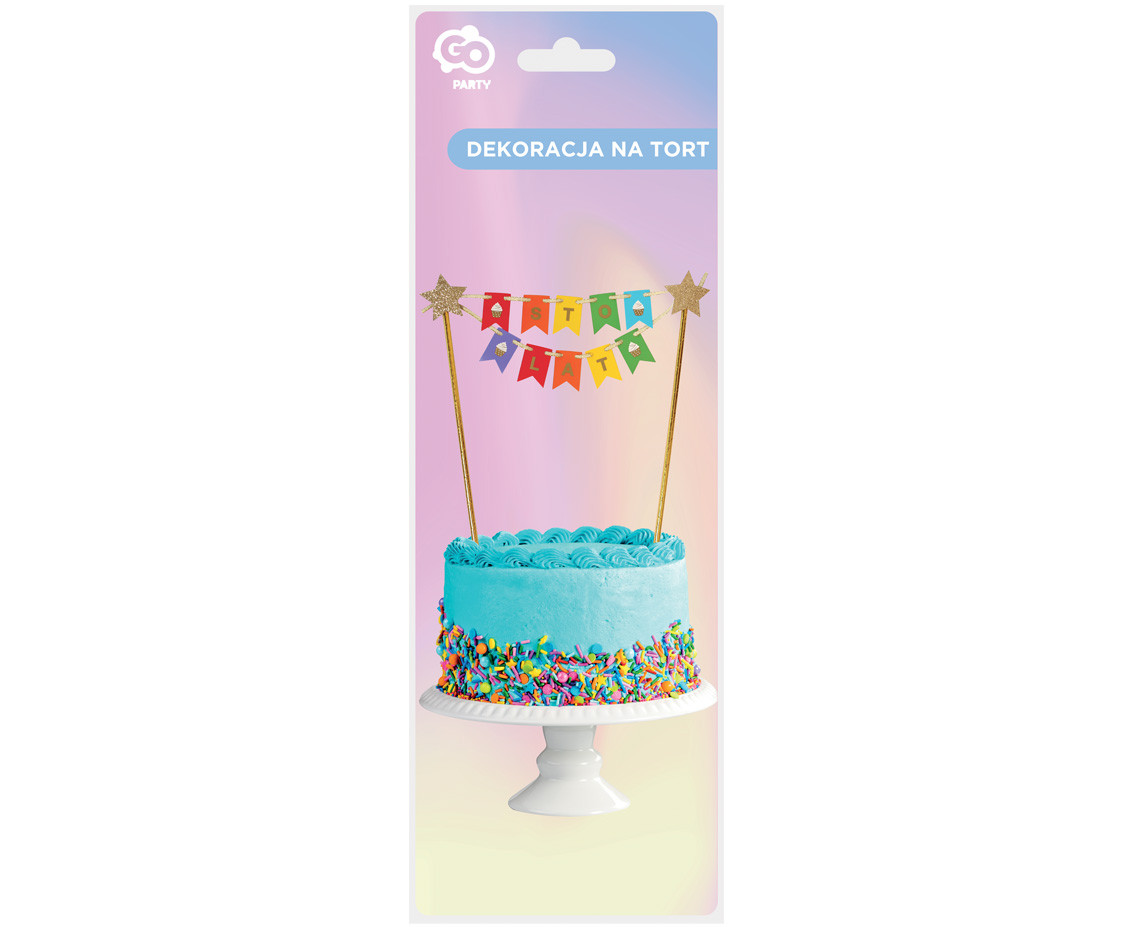 Cake topper Sto Lat, colourful