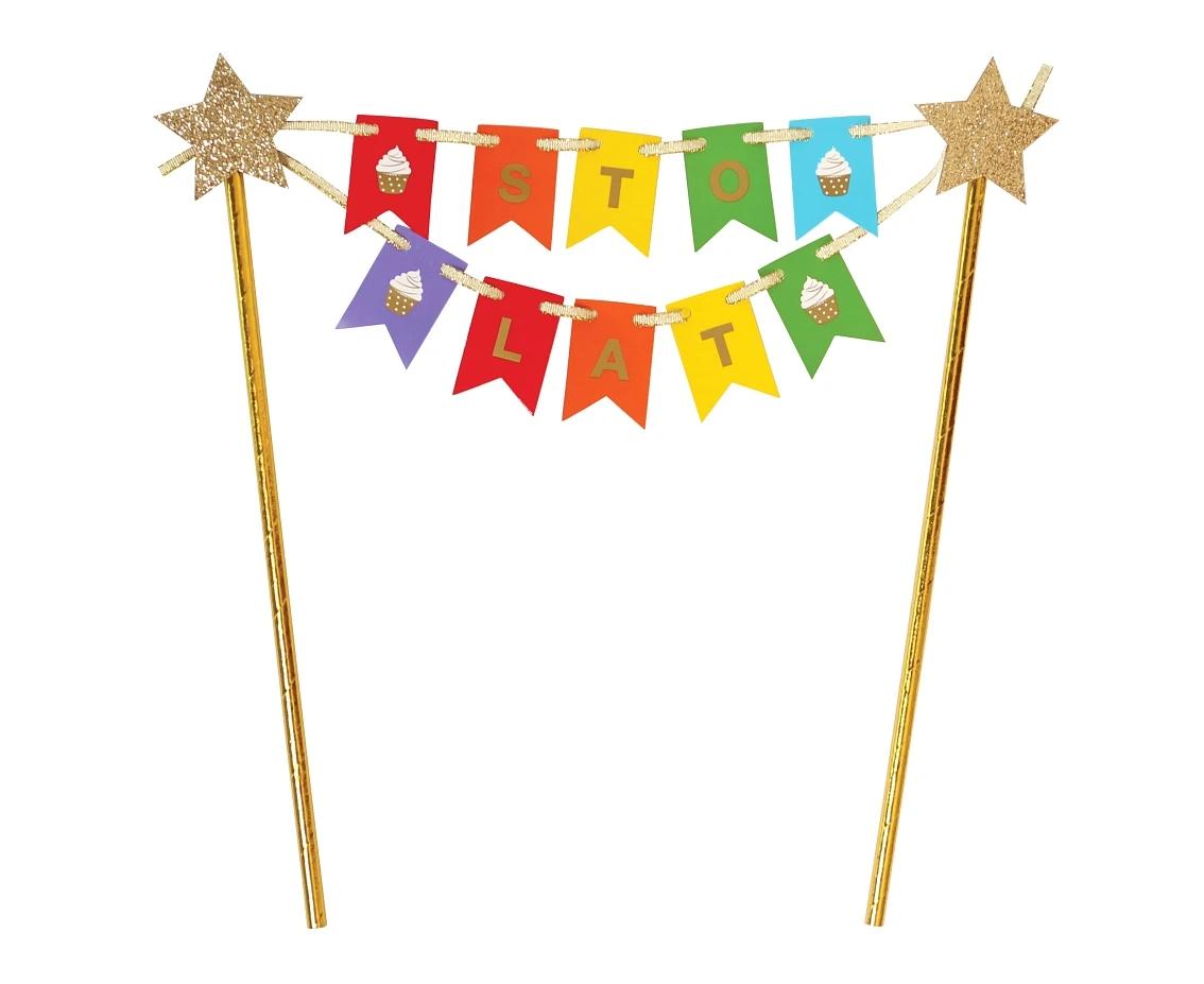 Cake topper Sto Lat, colourful