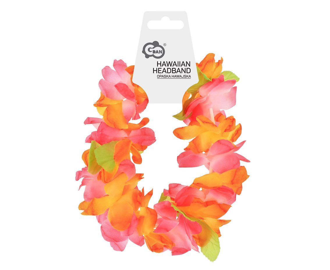 Hawaiian headband, large flowers, orange-pink