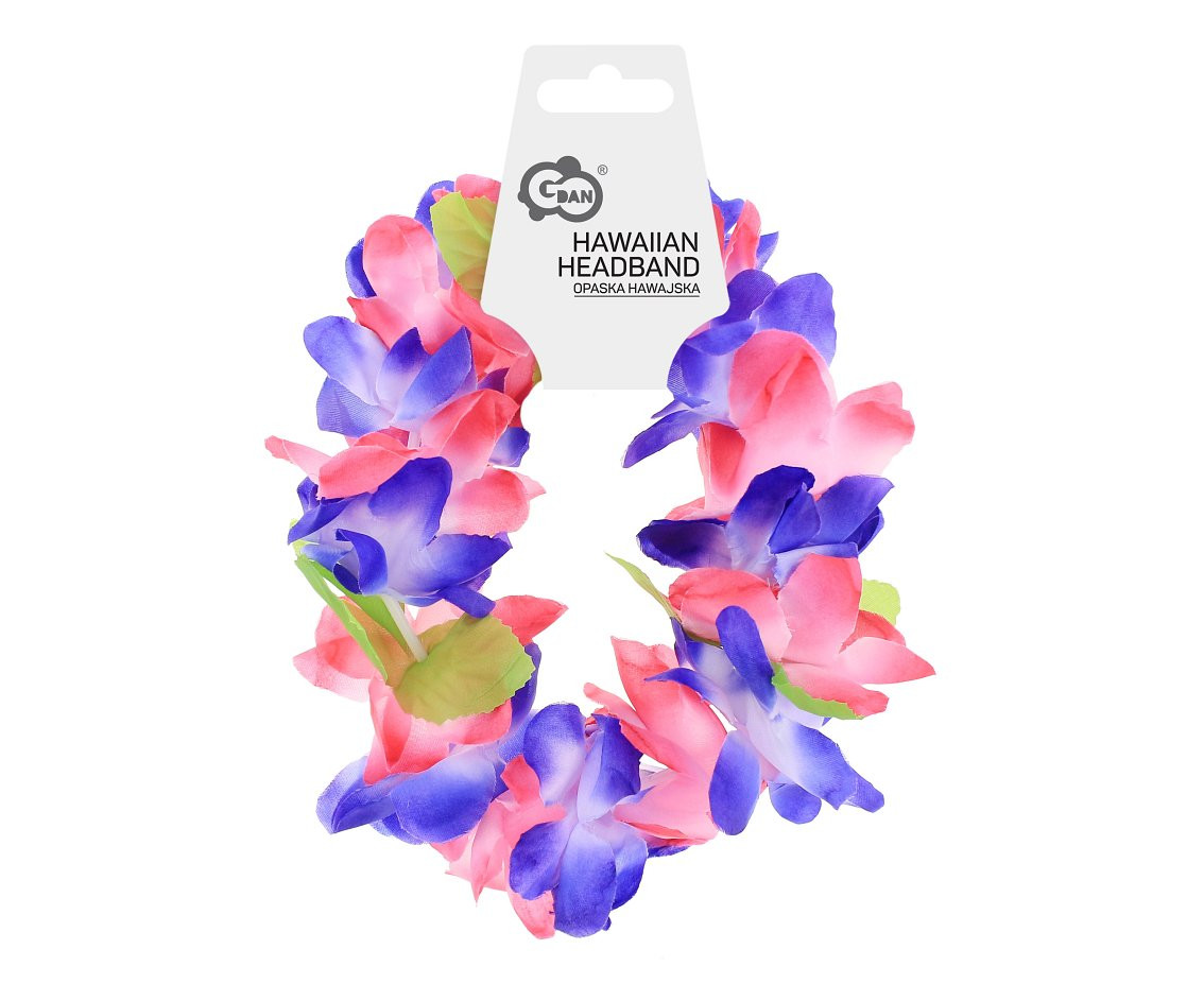 Hawaiian headband, large flowers, purple-pink