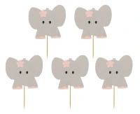 Cocktail picks B&G Elephant, pink, 10 pcs
