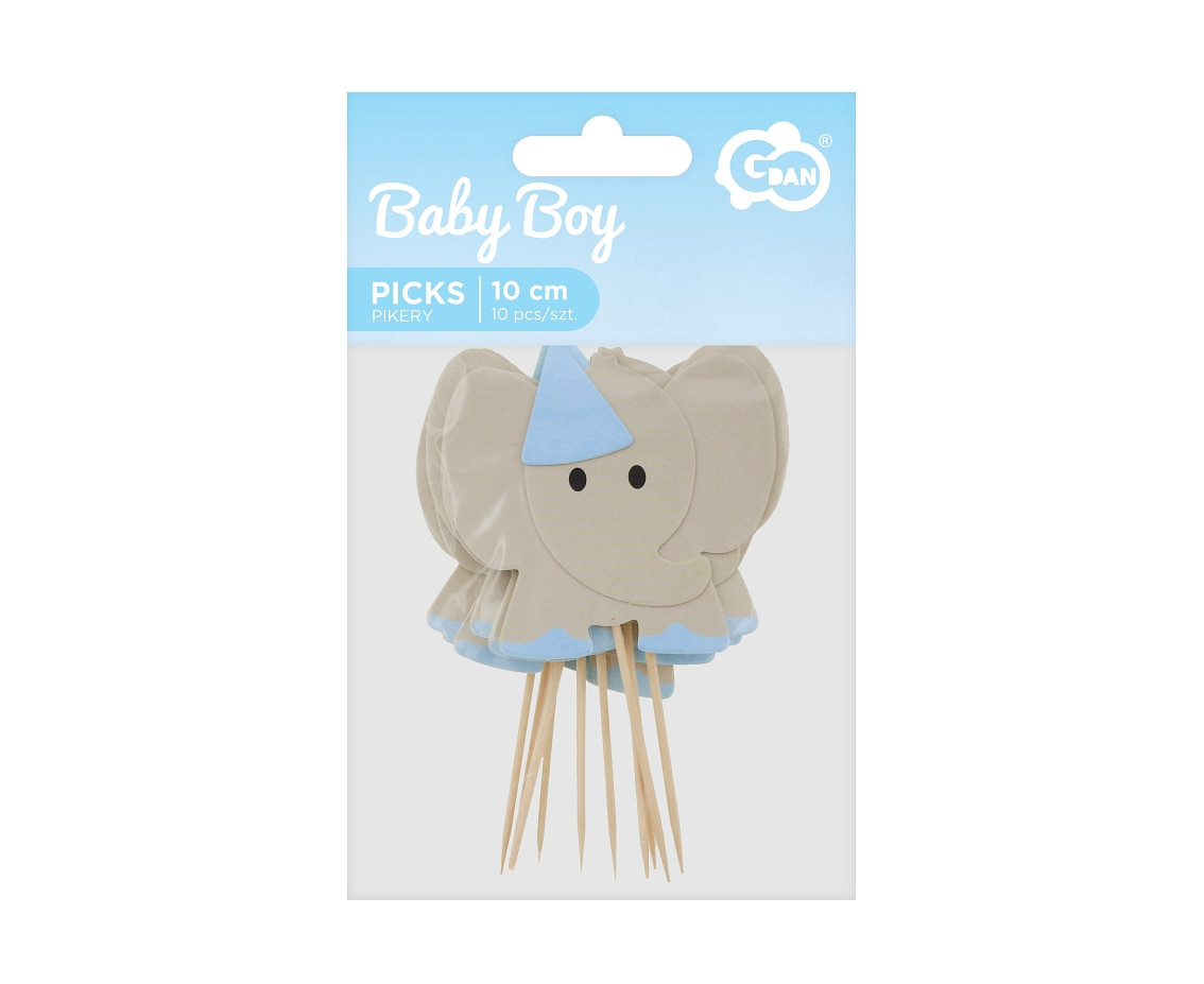 Cocktail picks B&G Elephants, blue, 10 pcs