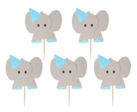 Cocktail picks B&G Elephants, blue, 10 pcs