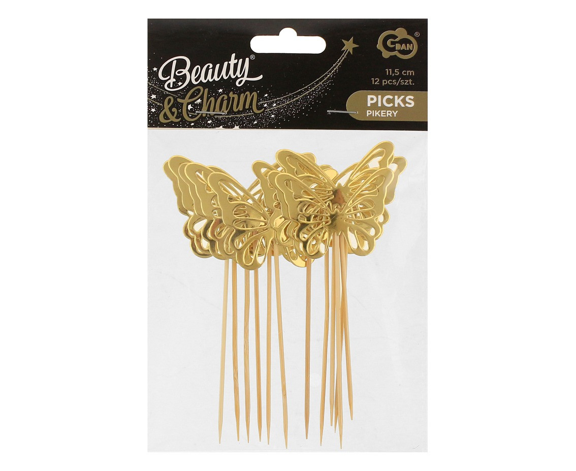 B&C Butterfly picks, gold, 12 pcs