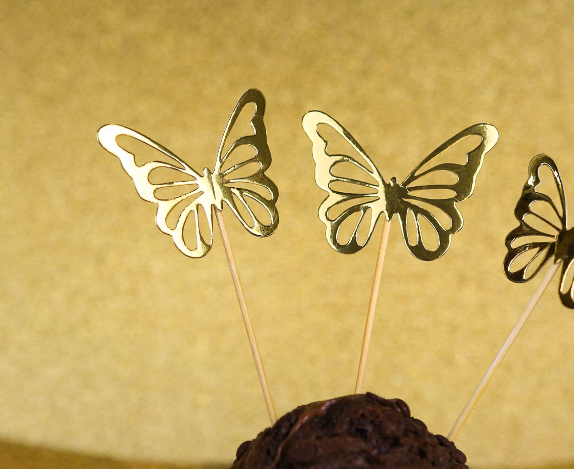 B&C Butterfly picks, gold, 12 pcs