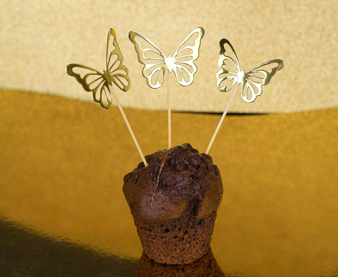 B&C Butterfly picks, gold, 12 pcs