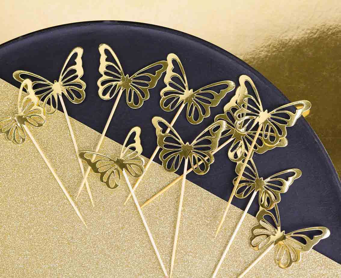 B&C Butterfly picks, gold, 12 pcs