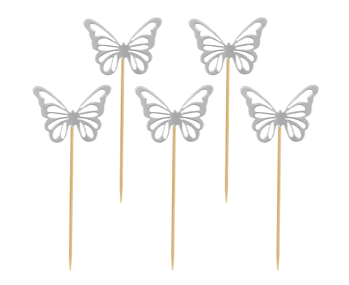 B&C Butterfly picks, silver, 12 pcs