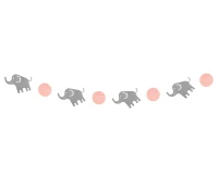Paper garland B&G Elephants, pink, 200 cm