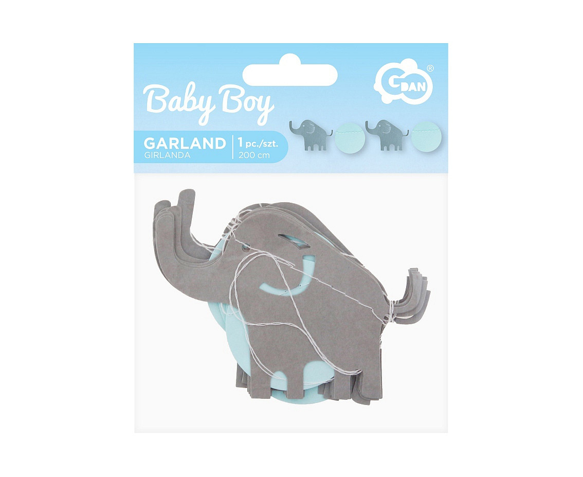Paper garland B&G Elephant, blue, 200 cm