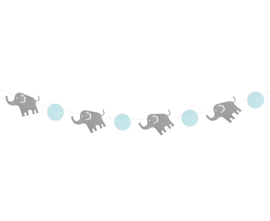 Paper garland B&G Elephant, blue, 200 cm