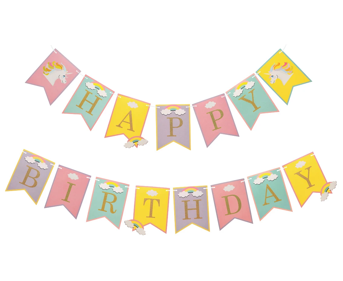 Happy Birthday garland - Unicorn, 2 x 200 cm EOL