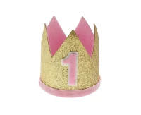 Felt crown 1st Birthday, pink, 7 x 8 cm