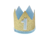 Felt cown 1st Birthday, blue, 7 x 8 cm