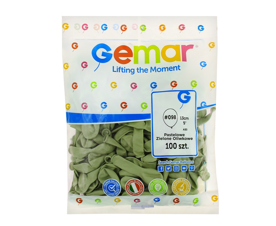 Balloons Gemar 5", pastel jungle green, 100pcs
