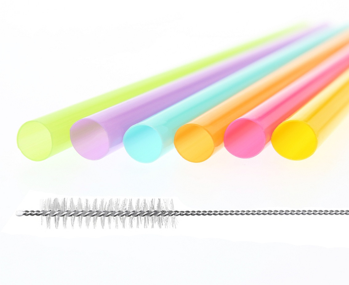 Reusable drinking straws,  assorted colours, 9 x 240 mm  / 17 pcs + brush