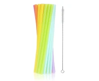 Reusable drinking straws,  assorted colours, 9 x 240 mm  / 17 pcs + brush