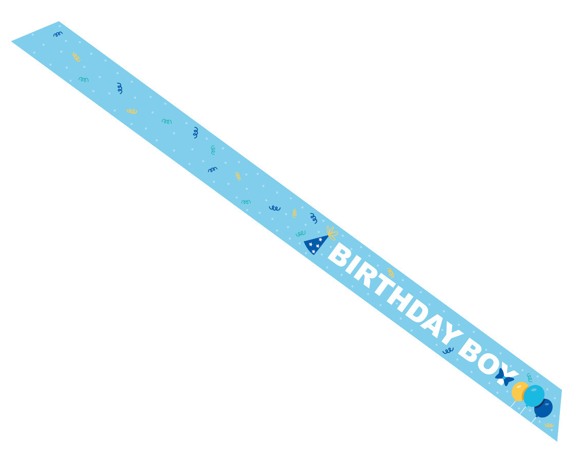 Birthday Boy sash, sky-blue, size 10 x 150 cm