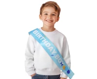 Birthday Boy sash, sky-blue, size 10 x 150 cm