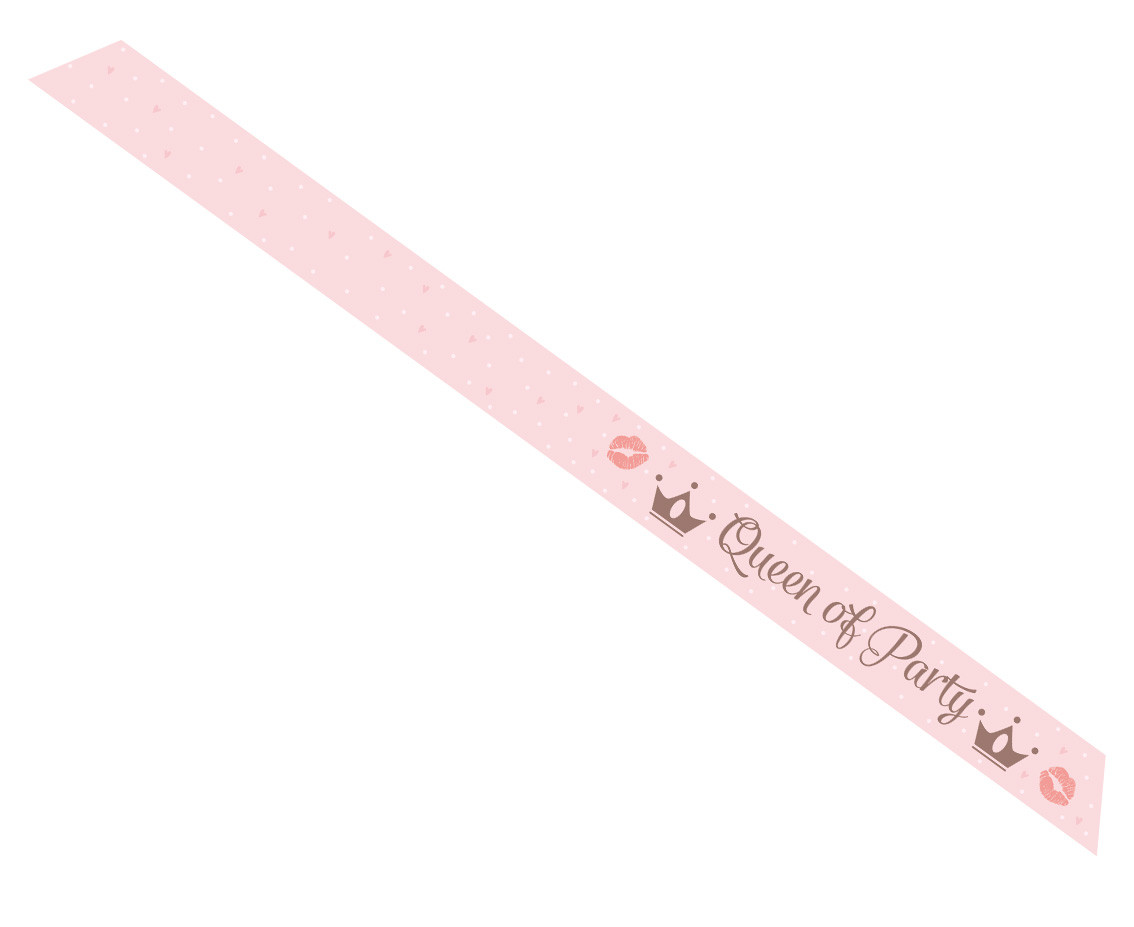 Queen of the Party sash, pink, size 10 x 150 cm EOL