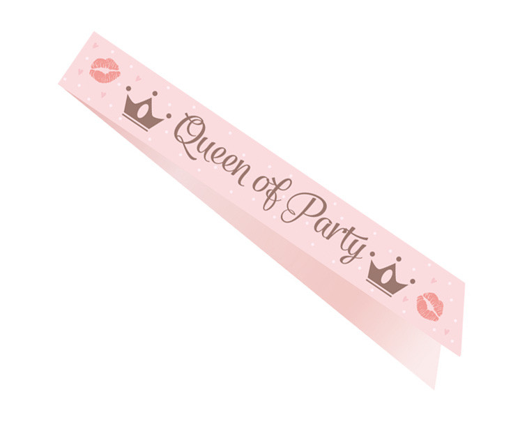 Queen of the Party sash, pink, size 10 x 150 cm EOL