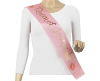 Queen of the Party sash, pink, size 10 x 150 cm EOL