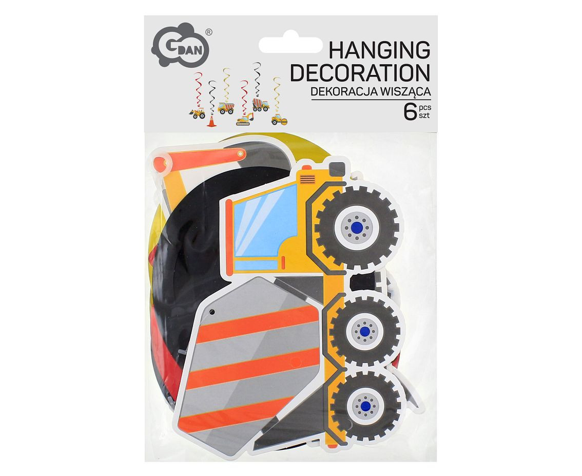 Hanging decoration Construction Site, 6 pcs