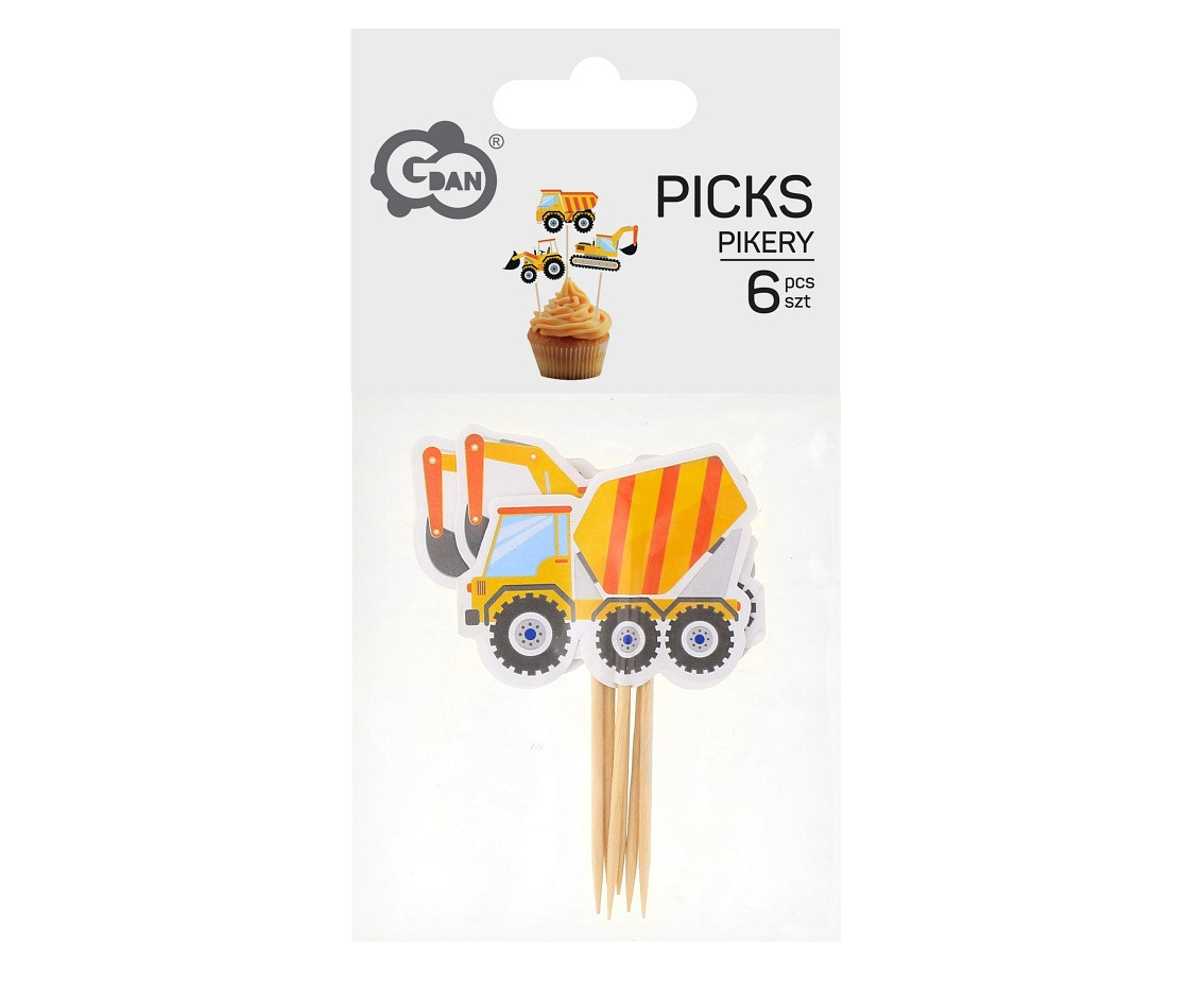 Cocktail picks Construction Site, total length 6,5 cm, 6 pcs