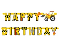 Paper garland Happy Birthday Construction Site, length 220 cm