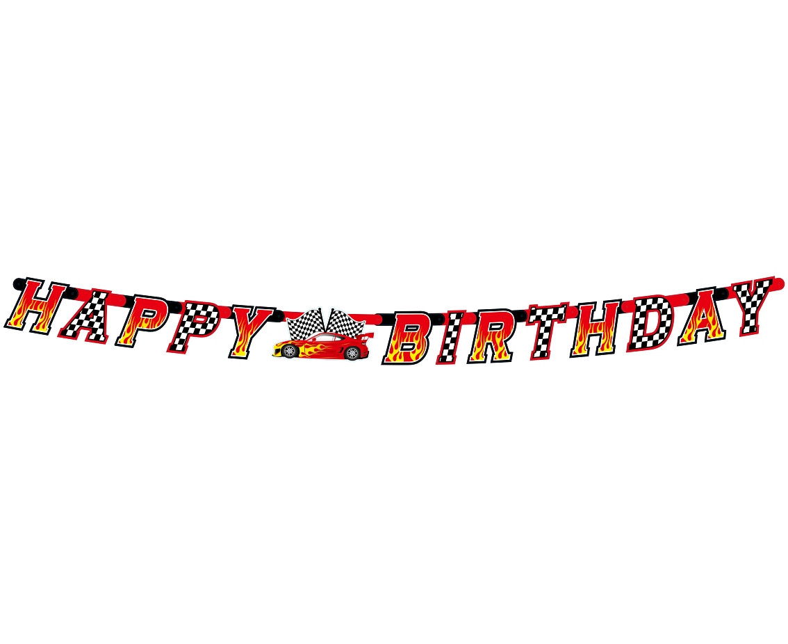 Paper garland Car Race, length 220 cm EOL