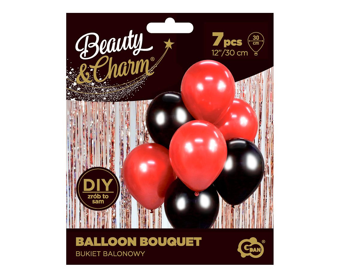 Balloon bouquet B&C Red & Black, 7 pcs