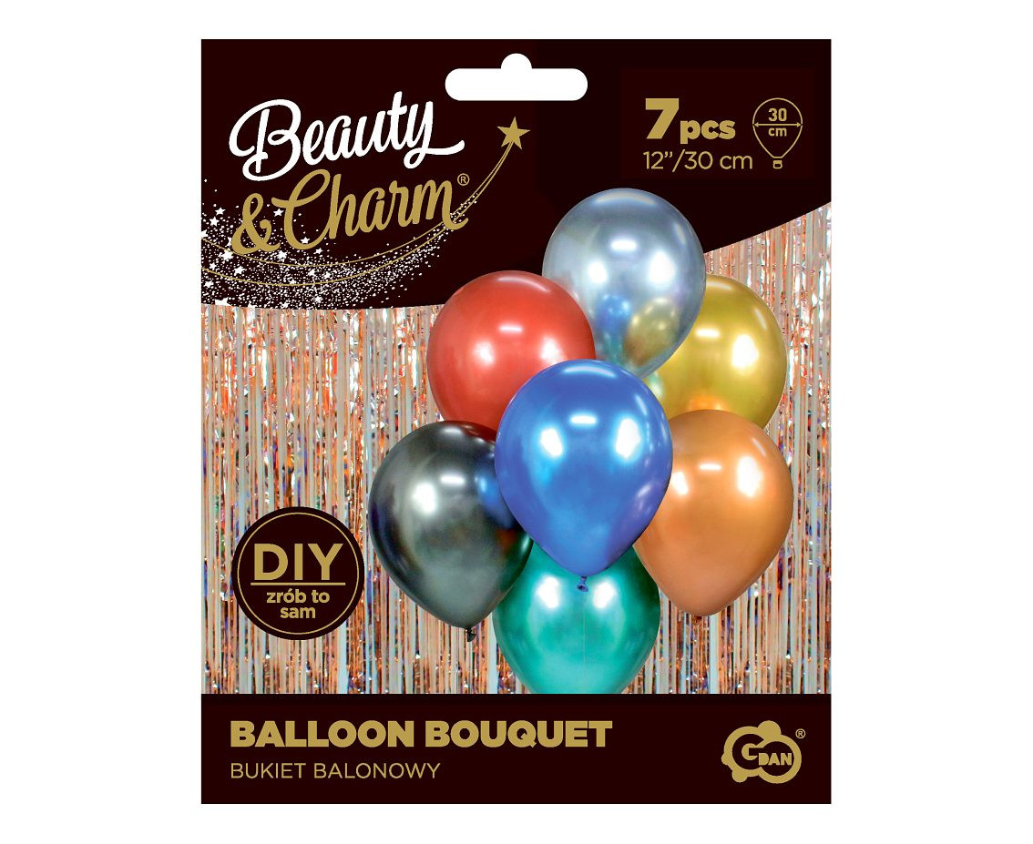 Balloon bouquet B&C, assorted colours, 7 pcs