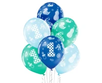 Balloons Belbal 12", D11, 1st birthday boy, 6pcs