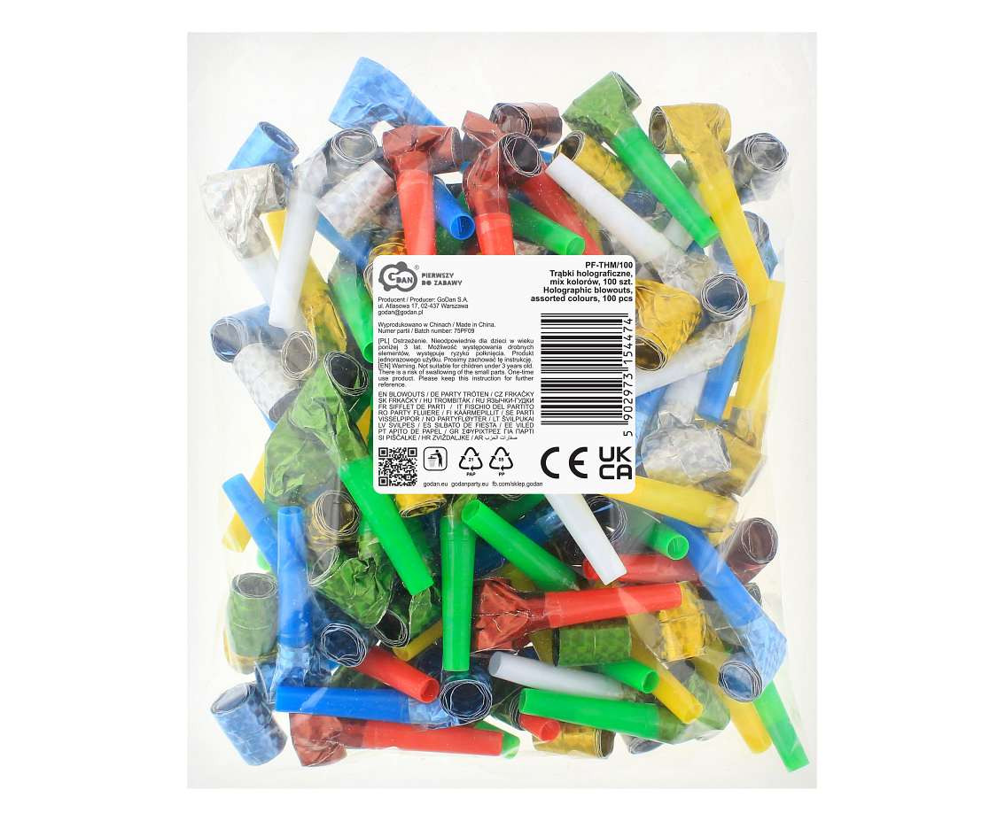 Holographic blowouts, assorted colours / 100 pcs