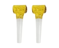 Holographic blowouts, gold with black mouthpiece / 100 pcs.