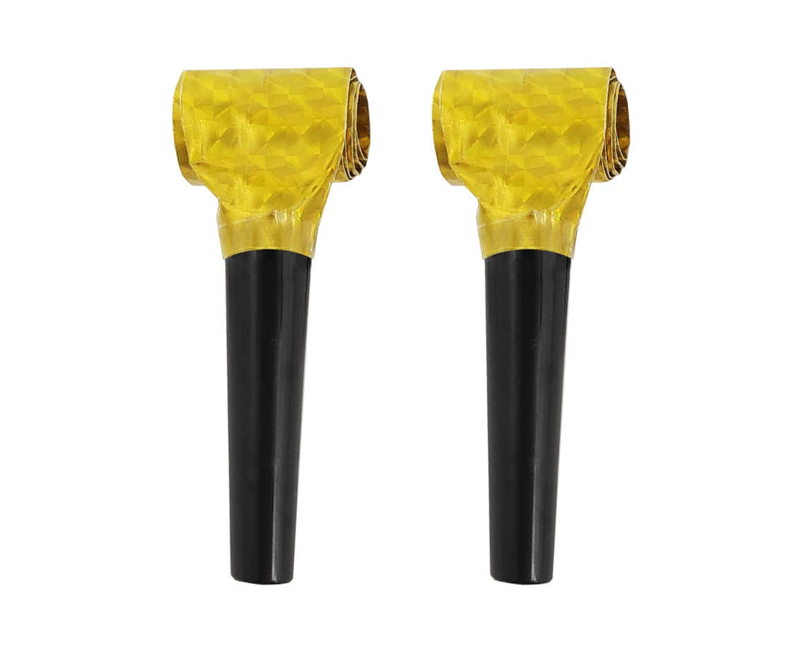 Holographic blowouts, gold with black mouthpiece / 100 pcs