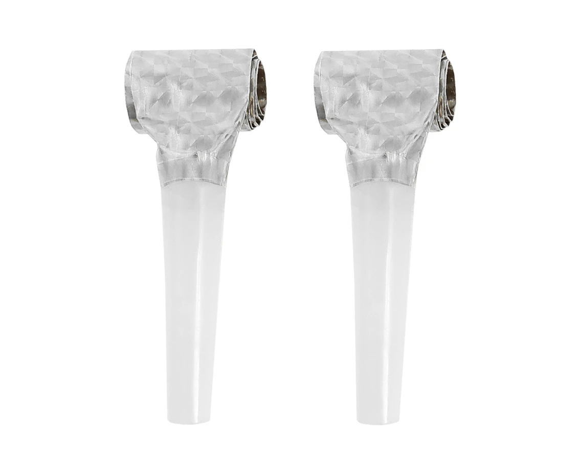 Holographic blowouts, silver with black mouthpiece / 100 pcs.