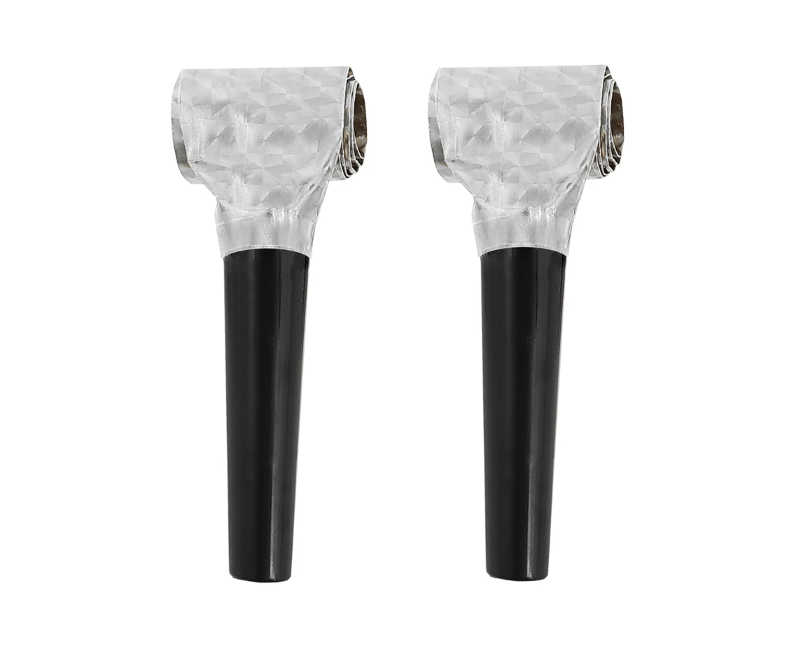 Holographic blowouts, silver with black mouthpiece / 100 pcs