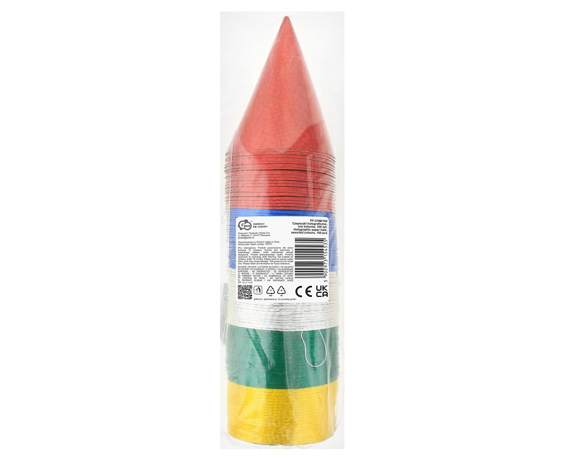 Paper hats, assorted colours / 100 pcs