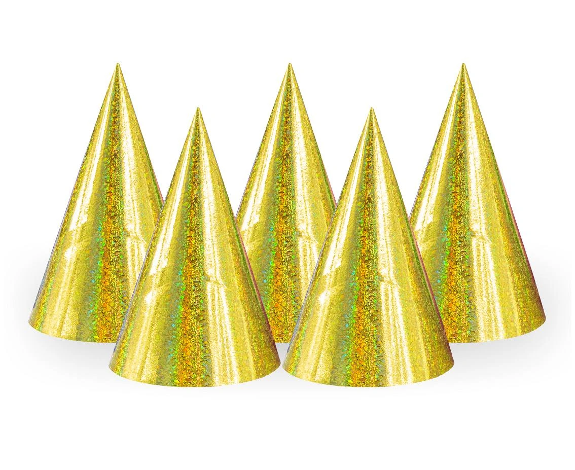 Holographic hats, gold / 100 pcs