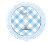 Foil balloon 18" Gingham blue, packed EOL