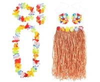 Hawaiian role-play set (skirt - length 75 cm, bra, necklace, wreath, 2 x bracelet) EOL