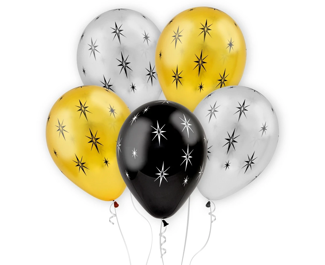 Balloons B&C 12", shiny stars, 5pcs EOL