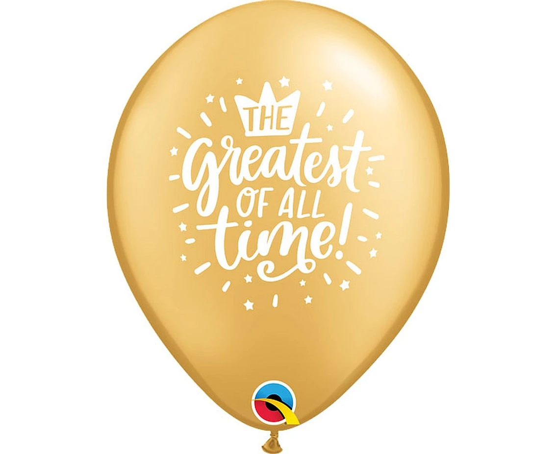 Balloons Anagram 11", QL RND "THE greatest OF ALL time", gold, 25pcs EOL